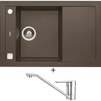 Granitový dřez Granitový dřez SET Alveus FORMIC 30 chocolate 03 + Deante CORIO BFC 060M chrom
