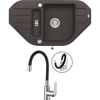 Granitový dřez Granitový dřez SET Alveus NIAGARA 60 chocolate 03 + Kuchinox ELZA BKE 761 chrom/černá