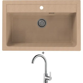 Granitový dřez Granitový dřez SET Alveus ATROX 40 beige 55 + Alveus TONIA chrom