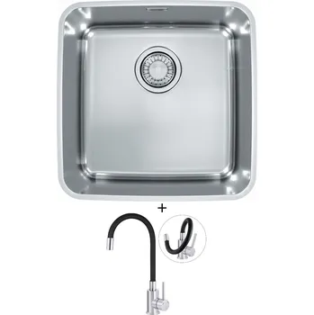 Granitový dřez Dřez pod desku SET Alveus LUNO 30 nerez + Deante NEO LUNO BOC B720 nerez