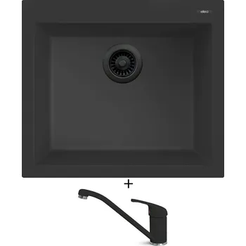 Granitový dřez Granitový dřez SET Elleci QUADRA 105 černá edice + Elleci MINERVA G40 full black