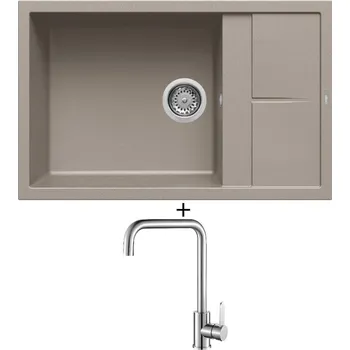Granitový dřez Granitový dřez SET Elleci UNICO 310 G43 tortora + Laveo BONA BAB 265D nerez