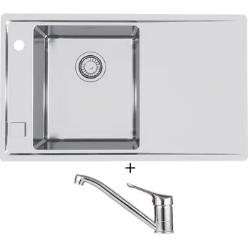 Nerezový dřez Nerezový dřez SET Alveus STRICTO 10 nerez odkap vpravo + Alveus RIVIERA X chrom
