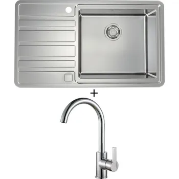 Nerezový dřez Nerezový dřez SET Alveus RANDO 50 nerez odkap vlevo + Alveus TONIA chrom