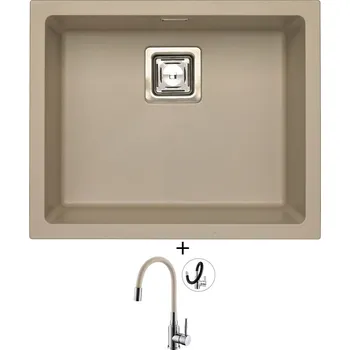 Granitový dřez Granitový dřez SET Alveus QUADRIX 50 pebble 02 + Alveus MINTAS chrom/béžová