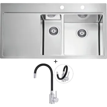 Nerezový dřez Nerezový dřez SET Alveus PURE 60 nerez odkap vlevo + Deante NEO LUNO BOC B720 nerez