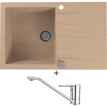 Granitový dřez Granitový dřez SET Alveus CADIT 20 beige 55 + Deante CORIO BFC 060M chrom