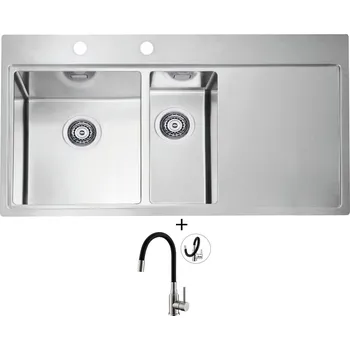Nerezový dřez Nerezový dřez SET Alveus PURE 60 nerez odkap vpravo + Alveus MINTAS nerez/černá