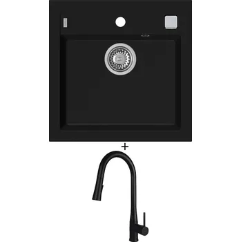 Granitový dřez Granitový dřez SET Alveus FORMIC 20 černá matná + Deante LUKRECJA N72M černá matná