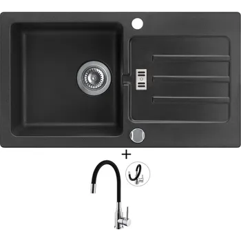 Granitový dřez Granitový dřez SET Alveus VICTORIA 30 black 91 + Alveus MINTAS chrom/černá