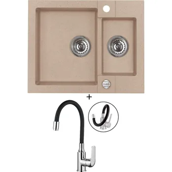 Granitový dřez Granitový dřez SET Alveus ROCK 80 beige 55 + Kuchinox ELZA BKE 761 chrom/černá