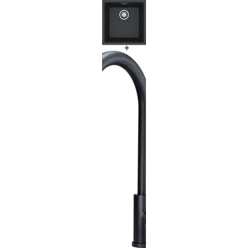 Granitový dřez Dřez pod desku SET Alveus OMNI 20 černá matná + Deante LIMA N72M černá matná