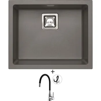 Granitový dřez Dřez pod desku SET Alveus QUADRIX 50 U steel 04 + Alveus MINTAS chrom/černá