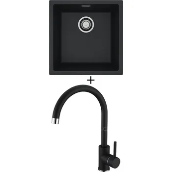 Granitový dřez Dřez pod desku SET Alveus OMNI 20 black 91 + Alveus TONIA black 91