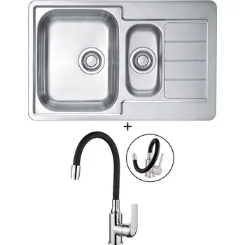 Nerezový dřez Nerezový dřez SET Alveus LINE 70 tkaná struktura + Kuchinox ELZA BKE 761 chrom/černá