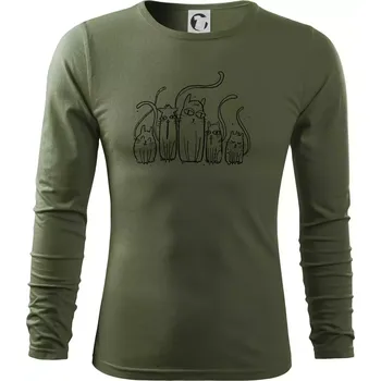 Pánské oblečení Kočičí rodina - Triko s dlouhým rukávem FIT-T long sleeve - M ( Khaki )