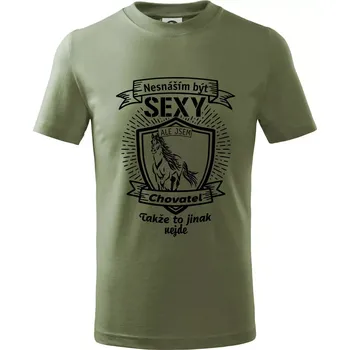 Nesnáším být sexy - chovatel koní erb - Tričko dětské bavlněné - 158 cm/12 let ( Khaki )