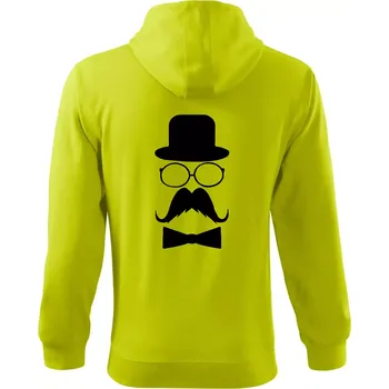 Pánská mikina Mustache pán - Mikina s kapucí na zip trendy zipper - M ( Limetková )