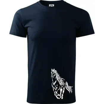 Pánské tričko Kůň běžící - Triko extra velké (5-8XL) - 6XL ( Námořní modrá (velmi tmavá - téměř černá) )