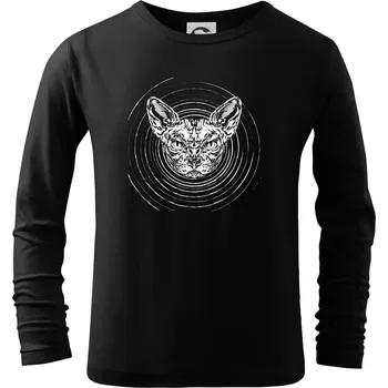 Chlapecké tričko Psycho kočka - Triko dětské Long Sleeve - 122 cm/6 let ( Černá )