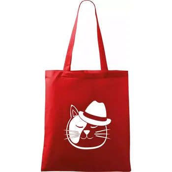 Kočka s kloboukem - Taška bavlněná - 42 x 38 cm ( Červená )