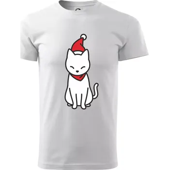 Vánoční kočka sedící - Triko extra velké (5-8XL) - 7XL ( Bílá )