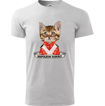 Pánské tričko Napoleon domácí kočka - Triko extra velké (5-8XL) - 7XL ( Světlešedý Melír )