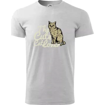 Pánské tričko The cute cat lover - Triko extra velké (5-8XL) - 8XL ( Světlešedý Melír )
