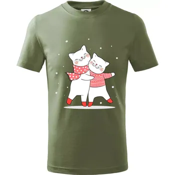 Kočky ve svetru - Tričko dětské bavlněné - 122 cm/6 let ( Khaki )