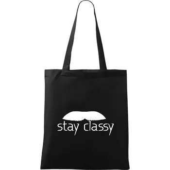 Stay Classy - mustache - Taška bavlněná - 42 x 38 cm ( Černá )