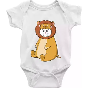 Kojenecké oblečení Kočka v převleku lva - Body kojenecké s krátkým rukávem - Krátký r. 12-18 měs ( Bílá )