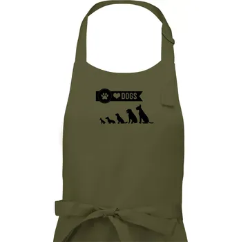 Kuchyňská zástěra I love dogs - tlapka - Pánská zástěra na vaření - Univerzální velikost ( Khaki )