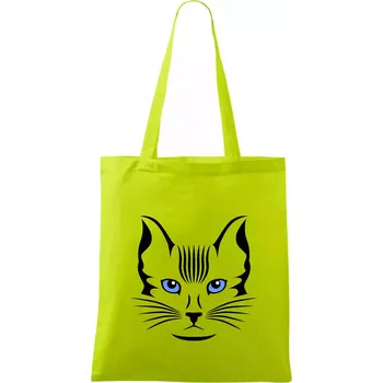 Kočka hlava skica - Taška bavlněná - 42 x 38 cm ( Limetková )