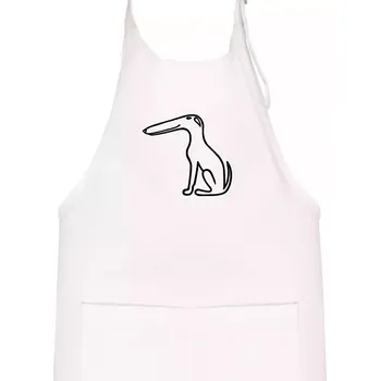 Kuchyňská zástěra Barzoj obrys černý (Moňas) - Dětská zástěra na vaření - Univerzální velikost ( Bílá )