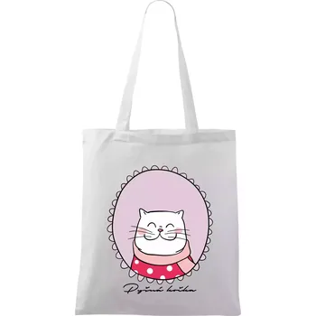 Pyšná kočka fialová - Taška bavlněná - 42 x 38 cm ( Bílá )