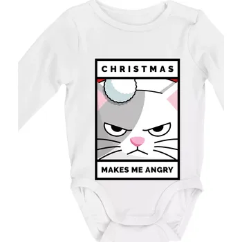 Kojenecký body Christmas makes me angry - Body kojenecké s dlouhým rukávem - Dlouhý r. do 3 měs ( Bílá )