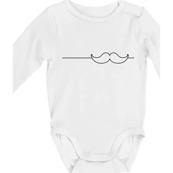 Kojenecký body Linka knírek - Body kojenecké s dlouhým rukávem - Dlouhý r. do 3 měs ( Bílá )