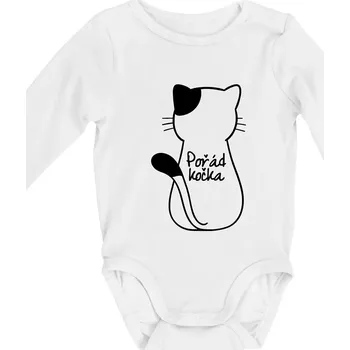 Kojenecký body Pořád kočka - Body kojenecké s dlouhým rukávem - Dlouhý r. do 3 měs ( Bílá )