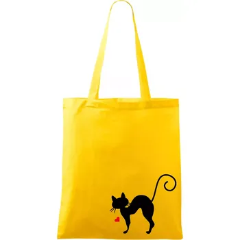 Nákupní taška Zamilovaná kočka prohnutá - Taška bavlněná - 42 x 38 cm ( Žlutá )