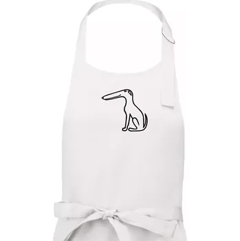 Kuchyňská zástěra Barzoj obrys černý (Moňas) - Dámská zástěra na vaření - Univerzální velikost ( Bílá )