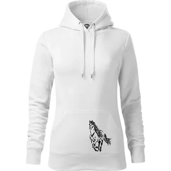 Dámská mikina Kůň běžící - Mikina dámská Cape s kapucí - M ( Bílá )