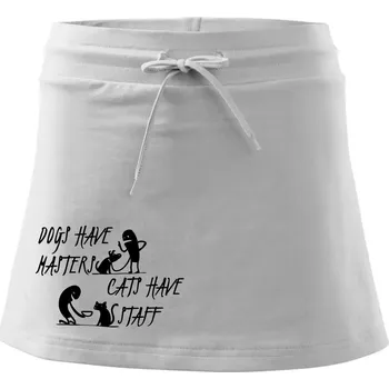 Dámská sukně Dogs have masters, cats have staff - Sportovní sukně - two in one - XS ( Bílá )