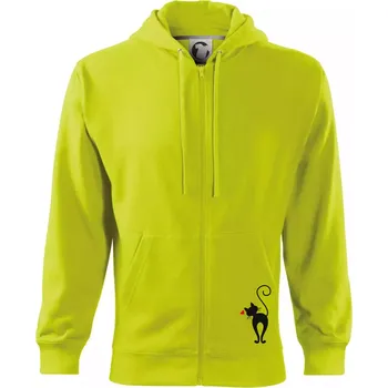 Pánská móda Zamilovaná kočka zezadu - Mikina s kapucí na zip trendy zipper - S ( Limetková )