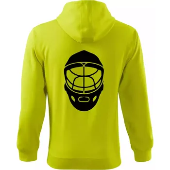 Pánská mikina Florbal maska - Mikina s kapucí na zip trendy zipper - M ( Limetková )