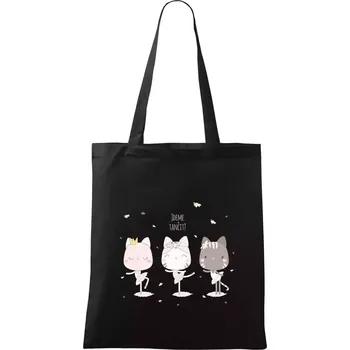 Nákupní taška Kočka jdeme tancovat - Taška bavlněná - 42 x 38 cm ( Černá )