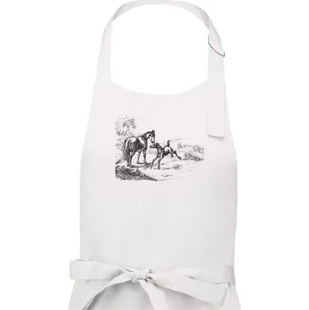 Kuchyňská zástěra Kůň a hříbě malované - Dámská zástěra na vaření - Univerzální velikost ( Bílá )