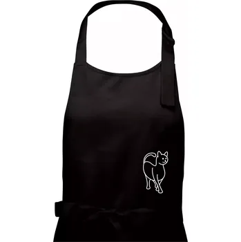 Kuchyňská zástěra Ladná kočka - Pánská zástěra na vaření - Univerzální velikost ( Černá )
