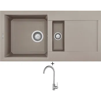 Granitový dřez Granitový dřez SET Elleci EASY 425 G43 tortora + Laveo BONA BAB 268D nerez