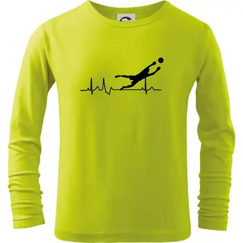 Chlapecké tričko Ekg fotbal brankář - Triko dětské Long Sleeve - 146 cm/10 let ( Limetková )
