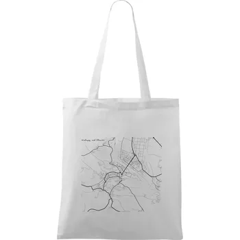 Černobílá mapa Kralupy nad Vltavou - Taška bavlněná - 42 x 38 cm ( Bílá )